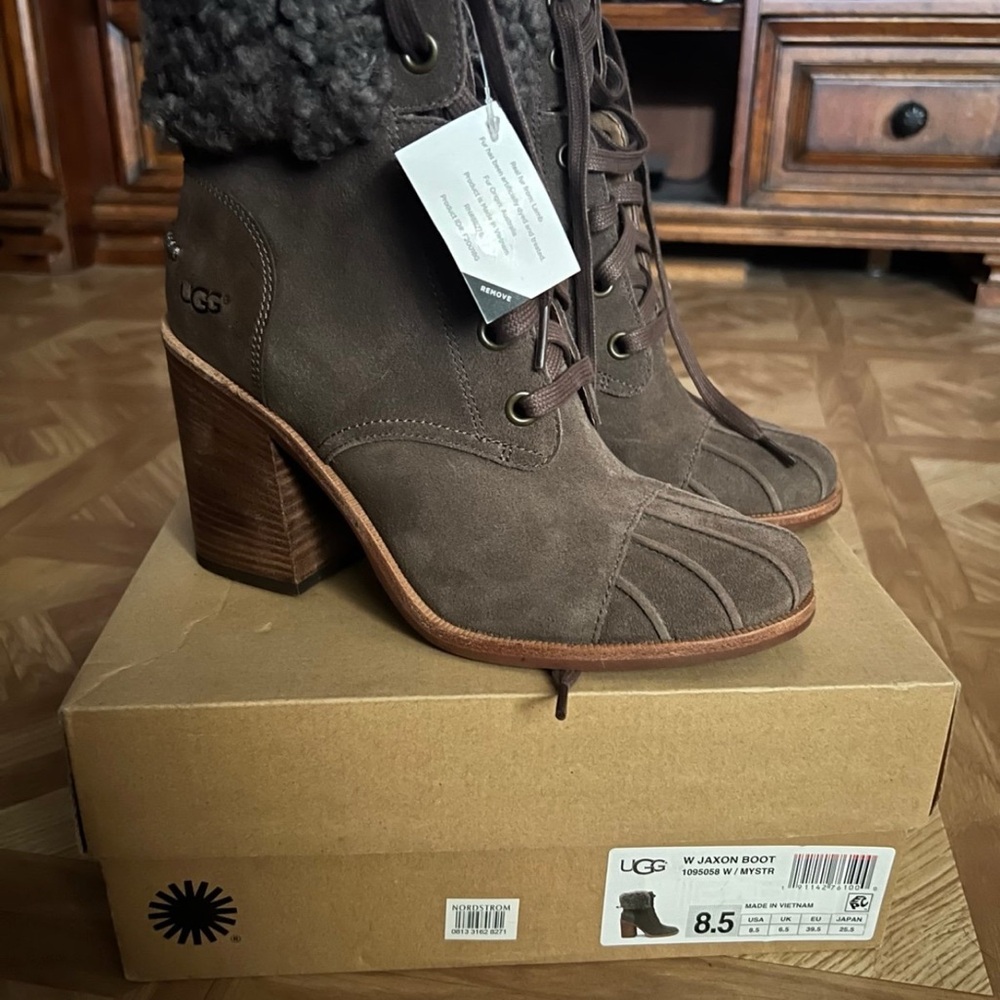 UGG Women's Dark Brown Heeled Boots - Picture 1 of 3